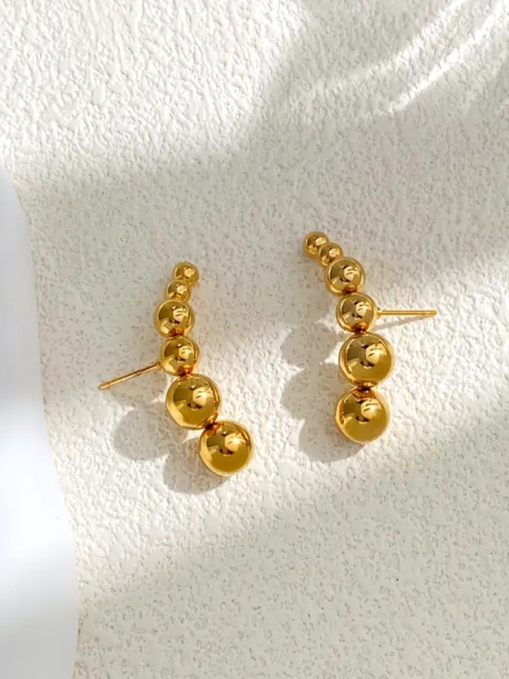 18 KT Gold Over Titanium Ball Curve Earrings